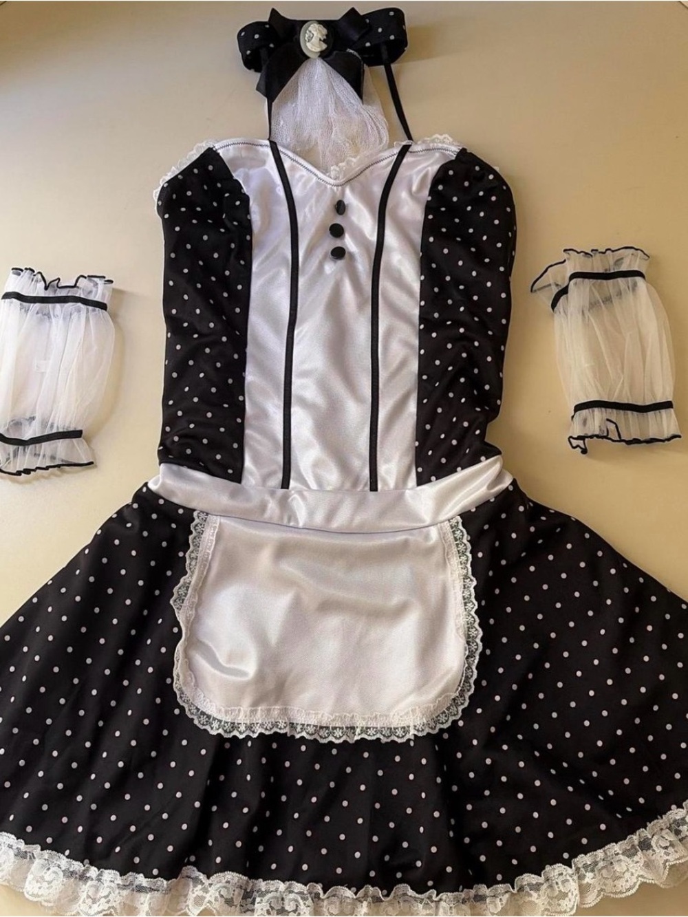 Vintage 2000s Leg Avenue Polka Dot French Maid Costume